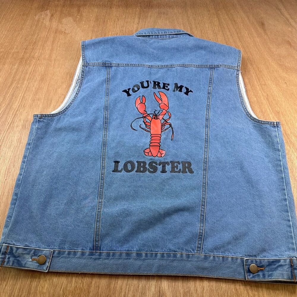 Friends You’re My Lobster Denim Vest Womens XL Blue Graphic TV Show